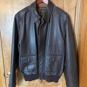 Men's Dark Brown Leather Bomber Jacket